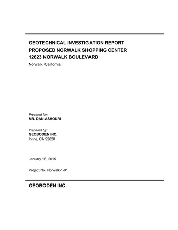 Más sobre Informe de Investigación Geotécnica del Centro Comercial Propuesto de Norwalk